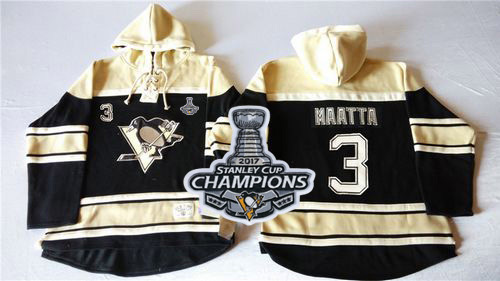 Penguins #3 Olli Maatta Black Sawyer Hooded Sweatshirt Stanley Cup Finals Champions Stitched NHL Jersey - Click Image to Close